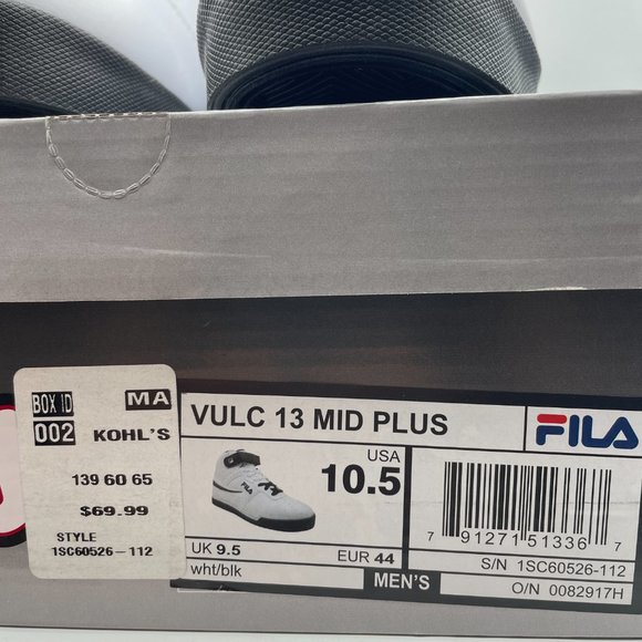 Fila Men's White and Black High-Top Sneakers - Picture 11 of 12